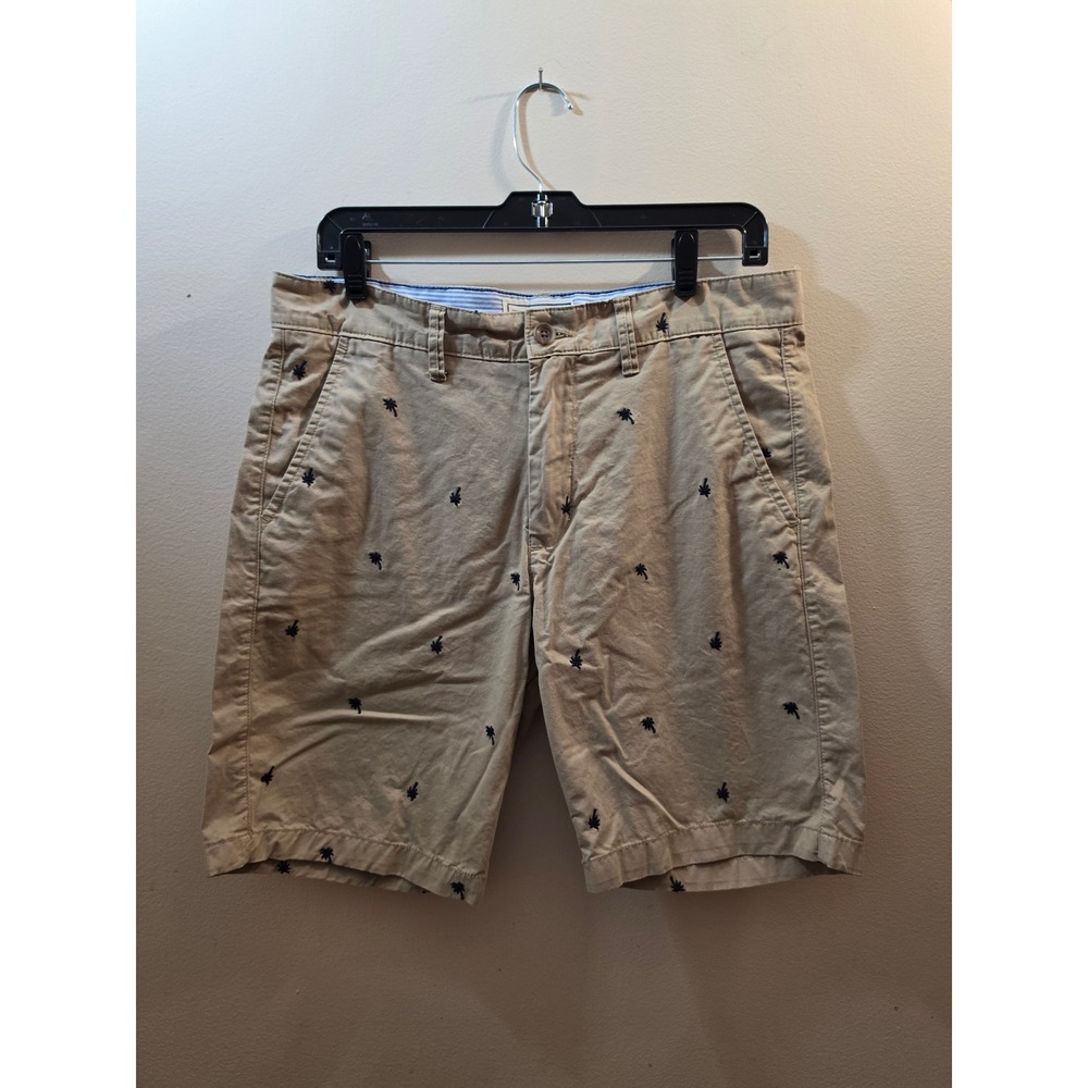 Colours Alexander Julian Mens 32 Khaki Palm Tree Embroidered Chino Shorts Tan